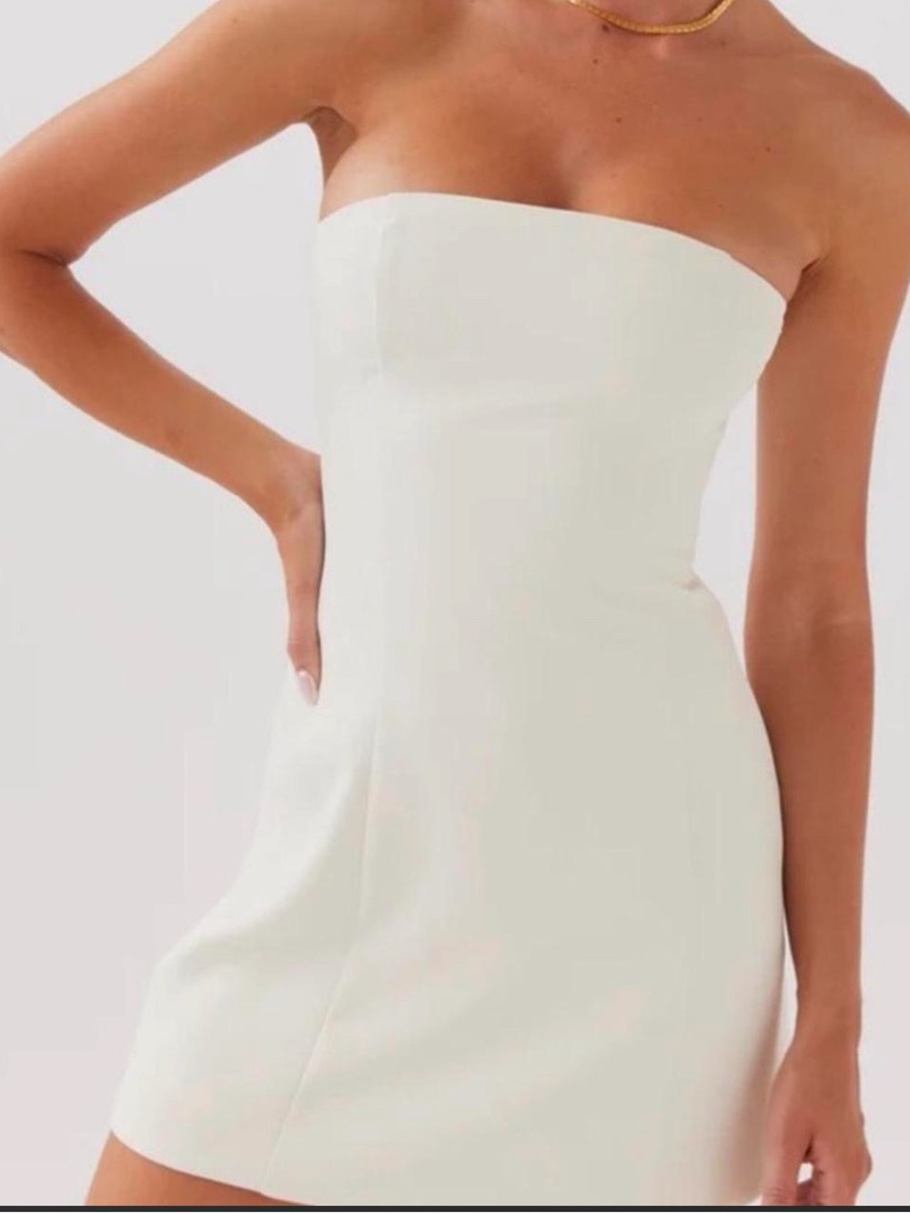 Peppermayo Ivory Strapless Bandeau Mini Dress
